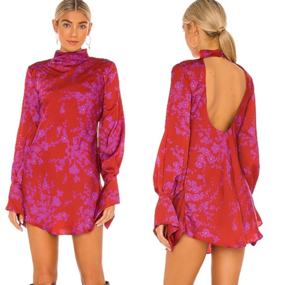 Free People Dresses & Skirts - Free People Aries Floral High Neck Open Back Dress